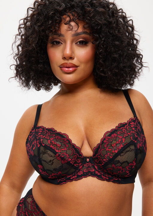 ann summers Sexy Lace Fuller Bust Non Padded Plunge Bra Black/Red