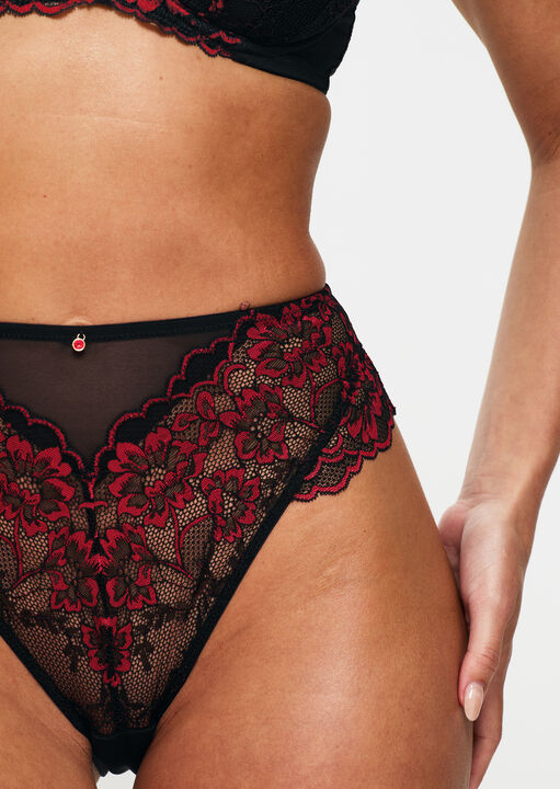 Ann Summers Sexy Lace High Waisted Brazilian Black/Red
