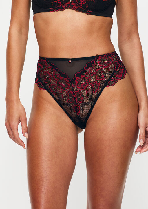 ann summers Sexy Lace High Waisted Brazilian Black/Red