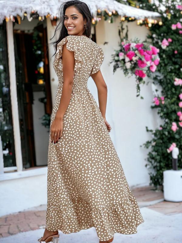 Anna Kaci Abstract Print Shirred Waist Maxi Dress