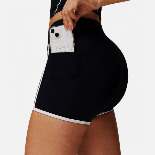 Anna Kaci Anna-Kaci Active Active Women's High Waist Biker Shorts With Contrast Piping And Seamless Stretch Fabric