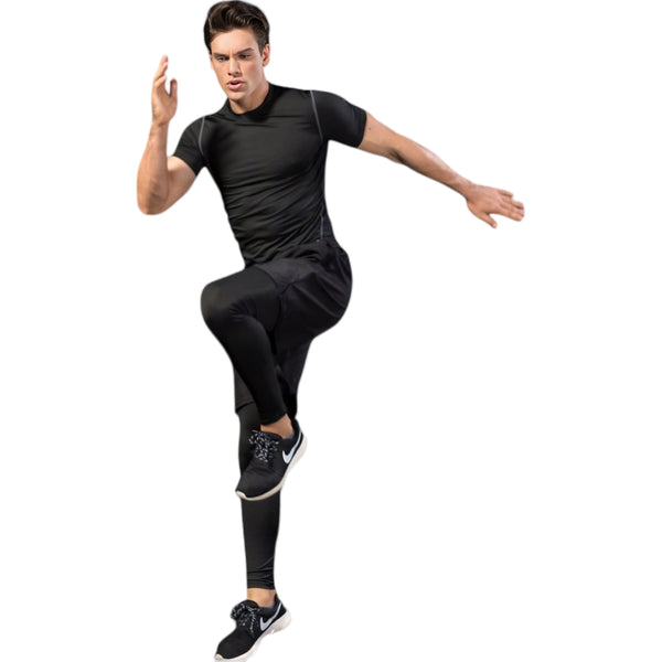 Anna Kaci Anna-Kaci Active Men's 2-in-1 Athletic Training Shorts With Built-In Compression Leggings And Elastic Waistband