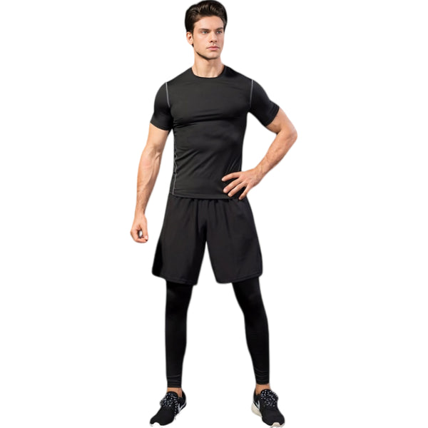Anna Kaci Anna-Kaci Active Men's 2-in-1 Athletic Training Shorts With Built-In Compression Leggings And Elastic Waistband