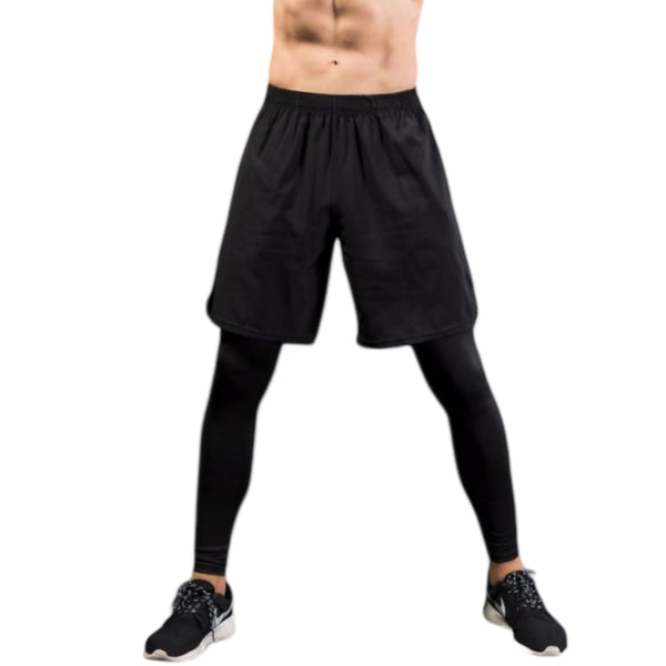 anna kaci Anna-Kaci Active Men's 2-in-1 Athletic Training Shorts with Built-In Compression Leggings and Elastic Waistband