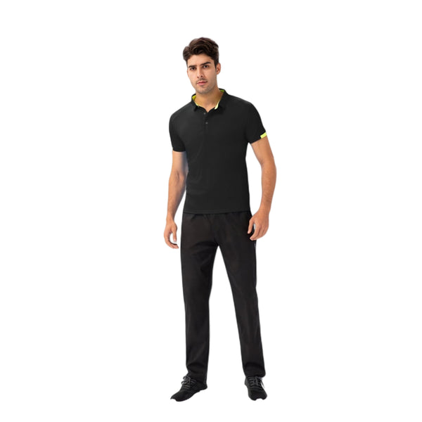 Anna Kaci Anna-Kaci Active Men's Athletic Fit Polo Shirt With Contrast Collar And Moisture-Wicking Stretch Fabric