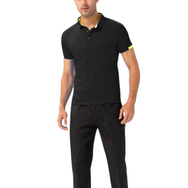 anna kaci Anna-Kaci Active Men's Athletic Fit Polo Shirt with Contrast Collar and Moisture-Wicking Stretch Fabric