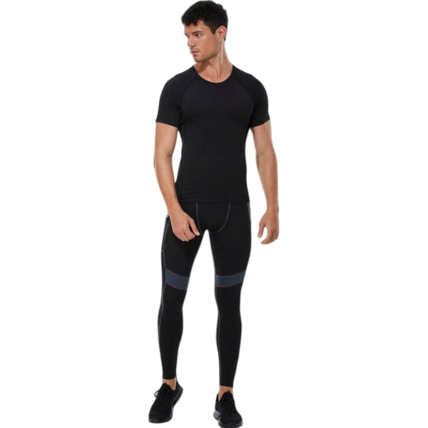 Anna Kaci Anna-Kaci Active Men's Compression Short Sleeve T-Shirt In Stretch Heather Fabric For Performance And Training