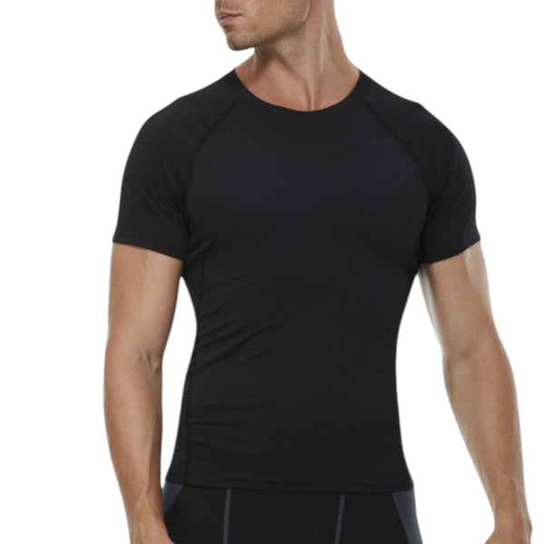 anna kaci Anna-Kaci Active Men's Compression Short Sleeve T-Shirt in Stretch Heather Fabric for Performance and Training