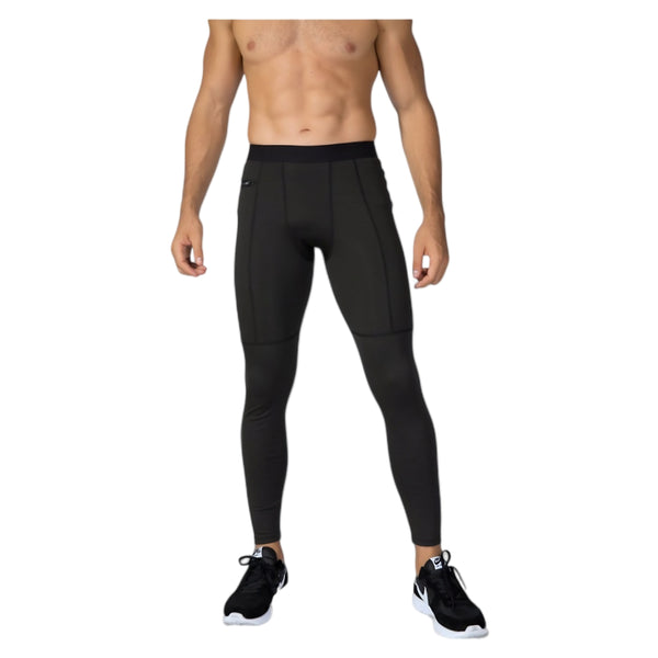 Anna Kaci Anna-Kaci Active Men's Full Length Active Compression Leggings With Supportive Panel Stitching And Wide Waistband
