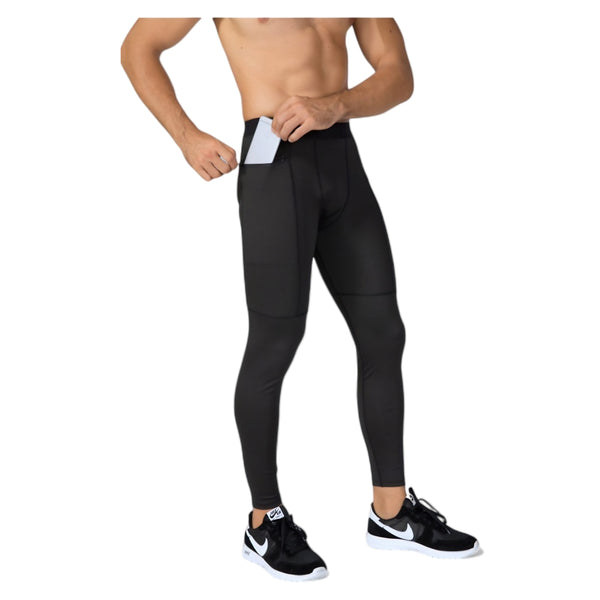 Anna Kaci Anna-Kaci Active Men's Full Length Active Compression Leggings With Supportive Panel Stitching And Wide Waistband