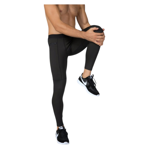Anna Kaci Anna-Kaci Active Men's Full Length Active Compression Leggings With Supportive Panel Stitching And Wide Waistband