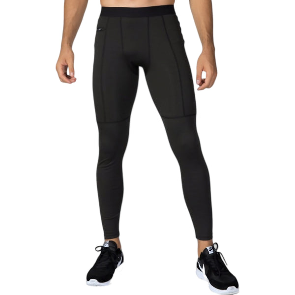 anna kaci Anna-Kaci Active Men's Full Length Active Compression Leggings with Supportive Panel Stitching and Wide Waistband