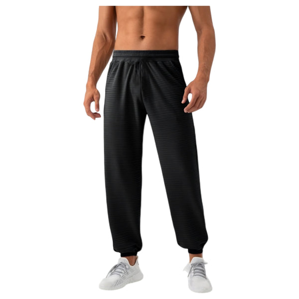 Anna Kaci Anna-Kaci Active Men's Lightweight Textured Jogger Pants With Elastic Waist And Cuffed Ankles For Active And Casual Wear