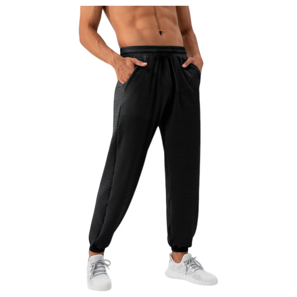 Anna Kaci Anna-Kaci Active Men's Lightweight Textured Jogger Pants With Elastic Waist And Cuffed Ankles For Active And Casual Wear
