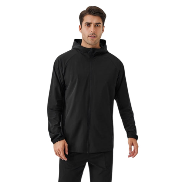 Anna Kaci Anna-Kaci Active Men's Lightweight Zip-Up Hoodie Jacket With Adjustable Hood And Side Pockets
