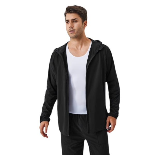 Anna Kaci Anna-Kaci Active Men's Lightweight Zip-Up Hoodie Jacket With Adjustable Hood And Side Pockets