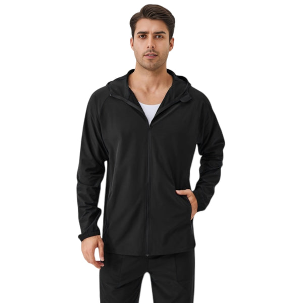 Anna Kaci Anna-Kaci Active Men's Lightweight Zip-Up Hoodie Jacket With Adjustable Hood And Side Pockets