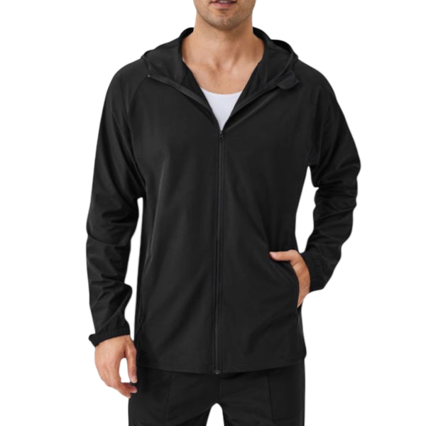 anna kaci Anna-Kaci Active Men's Lightweight Zip-Up Hoodie Jacket with Adjustable Hood and Side Pockets