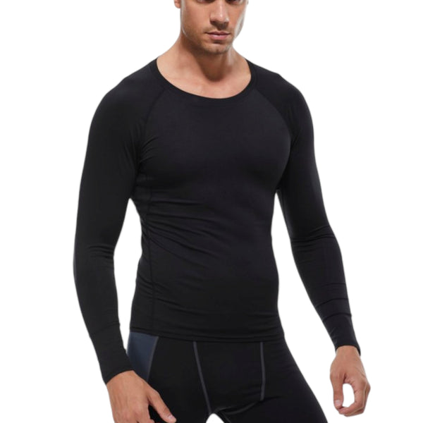 anna kaci Anna-Kaci Active Men's Long Sleeve Athletic Compression Shirt with Crew Neckline and Stretch Fit Performance Fabric