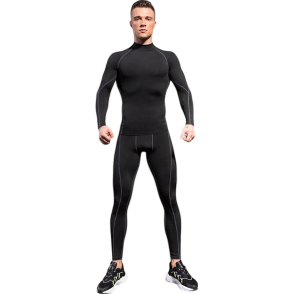 Anna Kaci Anna-Kaci Active Men's Long Sleeve Compression Shirt With Mock Neck And Stretch Fit For Performance And Training