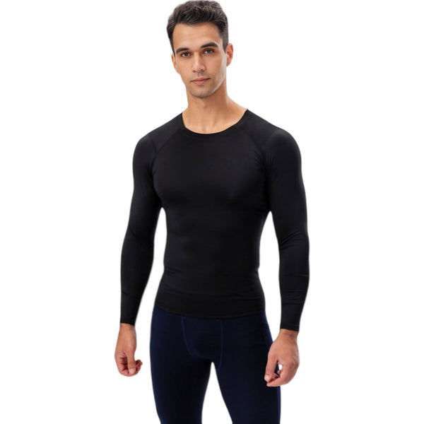 Anna Kaci Anna-Kaci Active Men's Long Sleeve Compression Shirt With Crew Neck And Moisture-Wicking Stretch Fabric