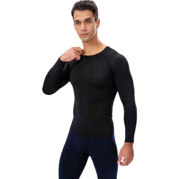Anna Kaci Anna-Kaci Active Men's Long Sleeve Compression Shirt With Crew Neck And Moisture-Wicking Stretch Fabric