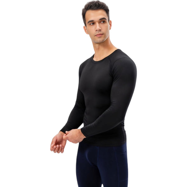Anna Kaci Anna-Kaci Active Men's Long Sleeve Compression Shirt With Crew Neck And Moisture-Wicking Stretch Fabric
