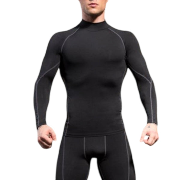 anna kaci Anna-Kaci Active Men's Long Sleeve Compression Shirt with Mock Neck and Stretch Fit for Performance and Training