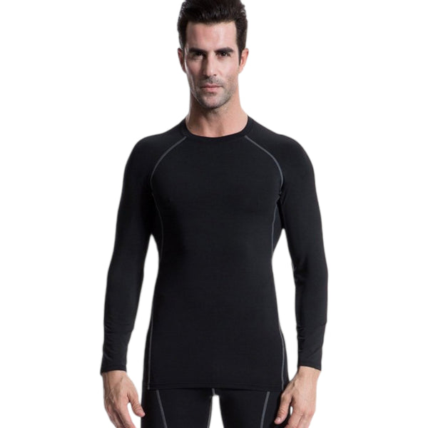 Anna Kaci Anna-Kaci Active Men's Long Sleeve Compression Training Shirt With Crew Neck And Contrast Stitching Detail