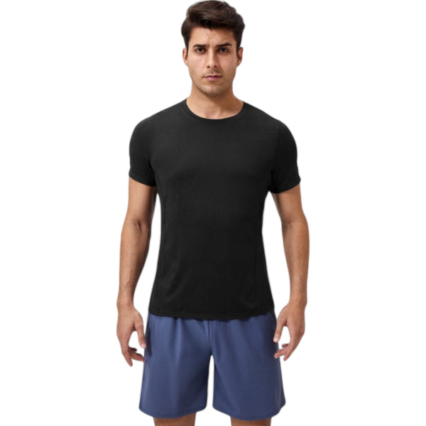 Anna Kaci Anna-Kaci Active Men's Performance Crew Neck Athletic T-Shirt With Subtle Hex Pattern And Moisture-Wicking Fabric