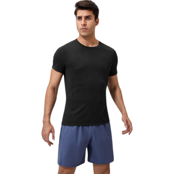 Anna Kaci Anna-Kaci Active Men's Performance Crew Neck Athletic T-Shirt With Subtle Hex Pattern And Moisture-Wicking Fabric