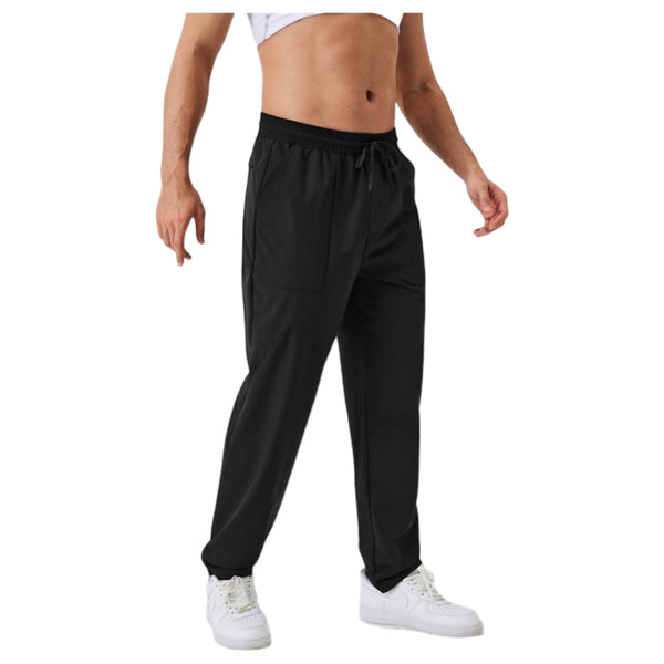 Anna Kaci Anna-Kaci Active Men's Relaxed Fit Drawstring Pants With Patch Pockets And Elastic Waistband For Casual Wear