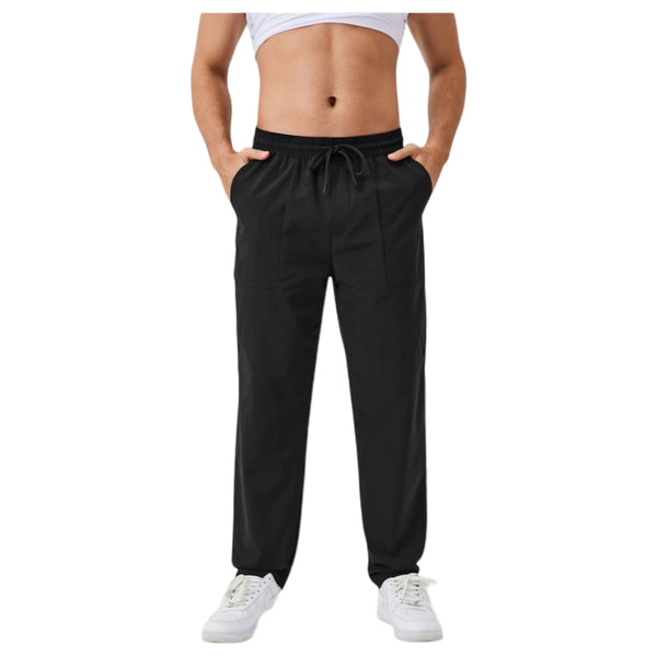 anna kaci Anna-Kaci Active Men's Relaxed Fit Drawstring Pants with Patch Pockets and Elastic Waistband for Casual Wear