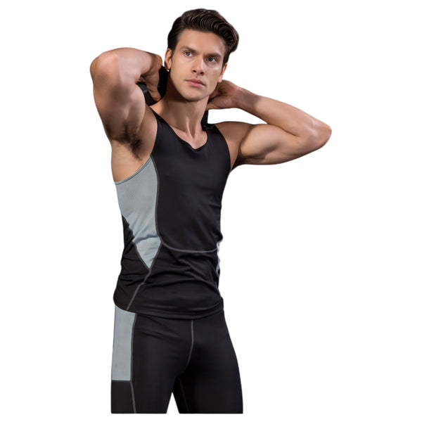 Anna Kaci Anna-Kaci Active Men's Sleeveless Compression Tank Top With Mesh Panels And Stretch Moisture-Wicking Fabric