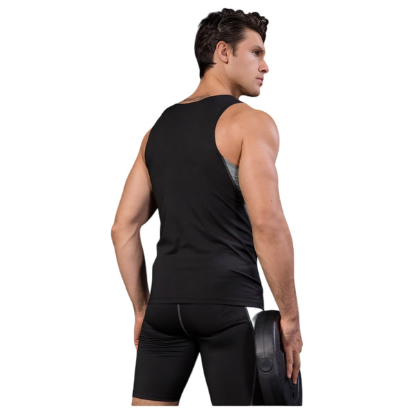 Anna Kaci Anna-Kaci Active Men's Sleeveless Compression Tank Top With Mesh Panels And Stretch Moisture-Wicking Fabric