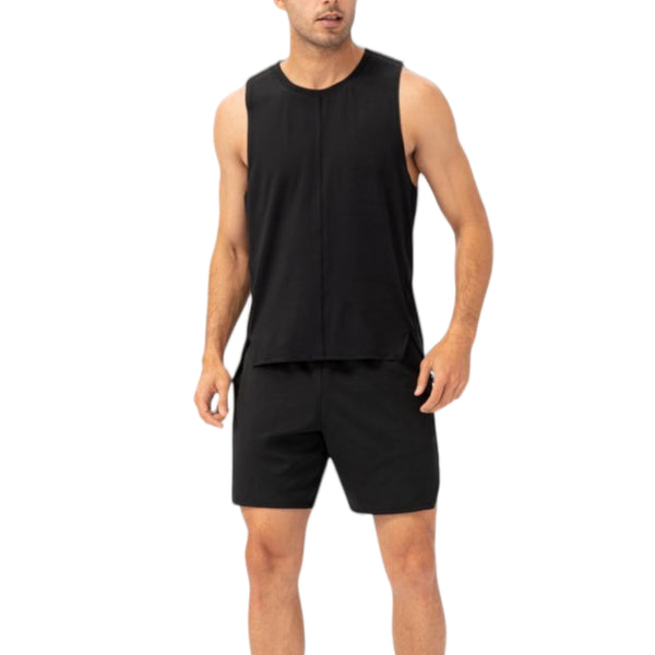anna kaci Anna-Kaci Active Men's Sleeveless Performance Tank Top with Side Slits and Breathable Quick-Dry Fabric