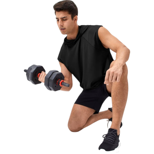 Anna Kaci Anna-Kaci Active Men's Sleeveless Workout Hoodie With Lightweight Athletic Fit And Crossover Hood Detail