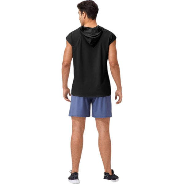 Anna Kaci Anna-Kaci Active Men's Sleeveless Workout Hoodie With Lightweight Athletic Fit And Crossover Hood Detail