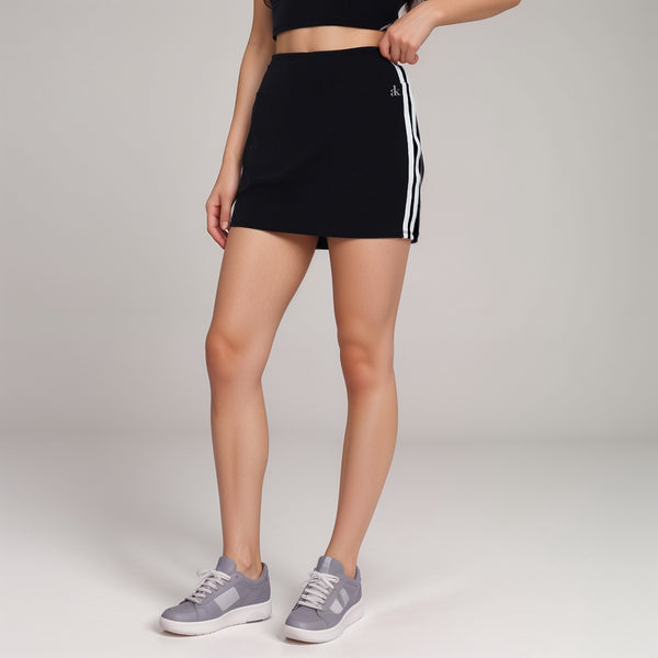 Anna Kaci Anna-Kaci Active Women's Athletic Mini Skirt With Contrast Side Stripes And Built-In Shorts For Support