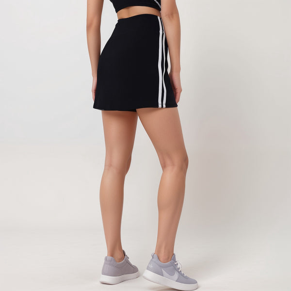 Anna Kaci Anna-Kaci Active Women's Athletic Mini Skirt With Contrast Side Stripes And Built-In Shorts For Support