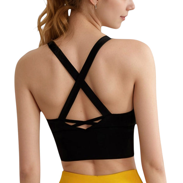 anna kaci Anna-Kaci Active Women's Crisscross Back Sports Bra with Wide Elastic Band and Supportive Straps for Activewear