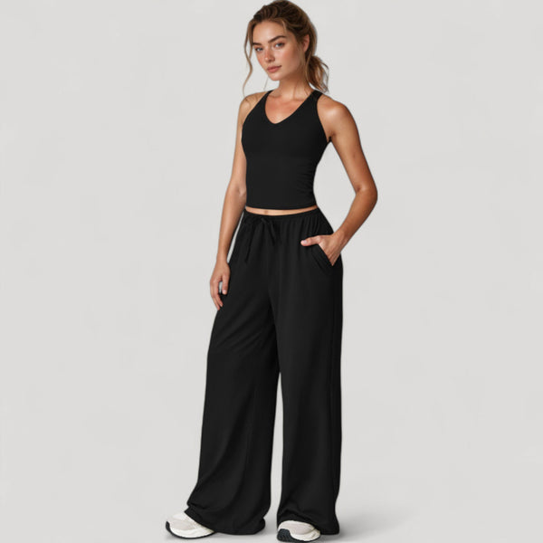 Anna Kaci Anna-Kaci Active Women's Cropped Active Tank Top With Built-In Bra And Racerback Design - Small Brown