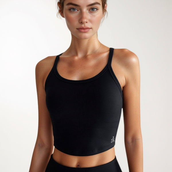 Anna Kaci Anna-Kaci Active Women's Cropped Sports Tank Top With Thin Straps And Scoop Neck For Everyday Activewear