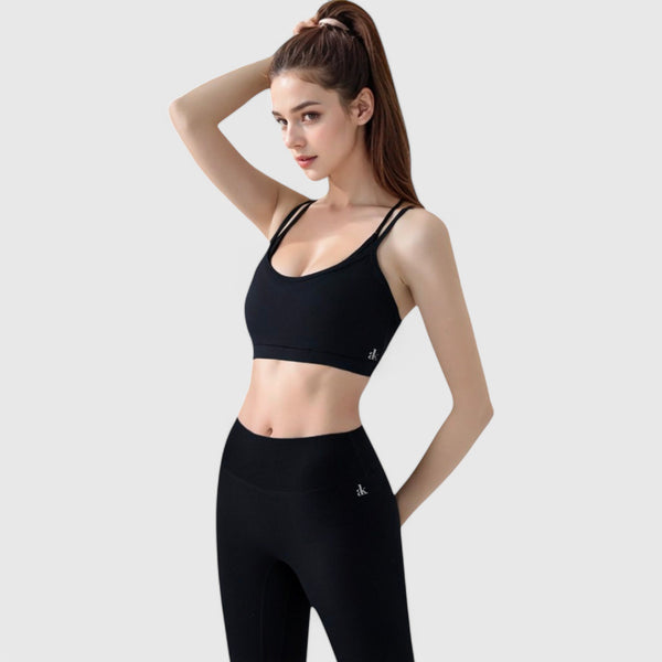 Anna Kaci Anna-Kaci Active Women's Double Strap Scoop Neck Sports Bra