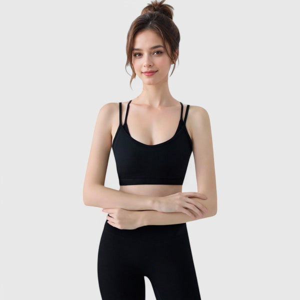 Anna Kaci Anna-Kaci Active Women's Double Strap Scoop Neck Sports Bra