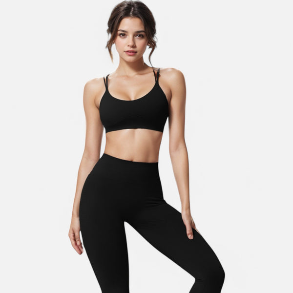 Anna Kaci Anna-Kaci Active Women's Double Strap Sports Bra With V-Neckline And Soft Support