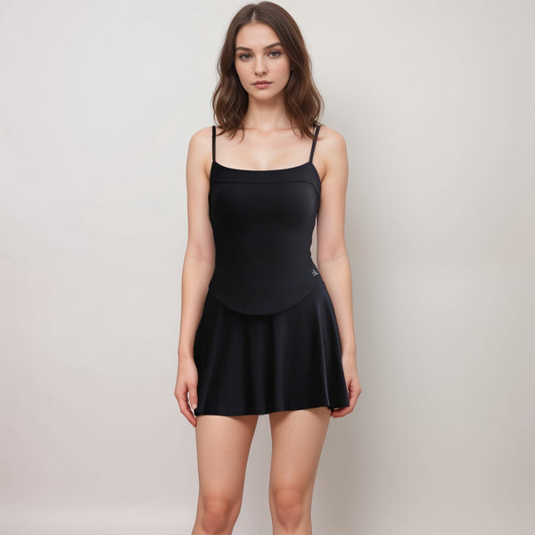 Anna Kaci Anna-Kaci Active Women's Fitted Spaghetti Strap Asymmetrical Hem Tank Top With Seam Detail