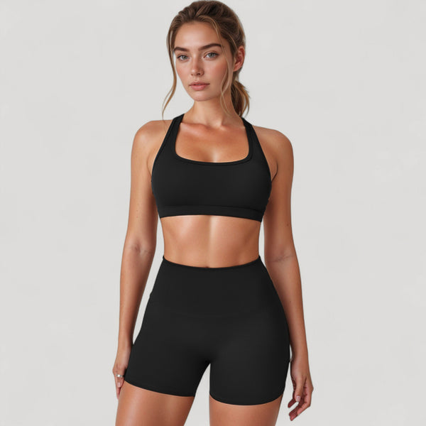 Anna Kaci Anna-Kaci Active Women's High Neck Sports Bra With Minimalist T-Back Strap Design And Smooth Stretch Compression Fit