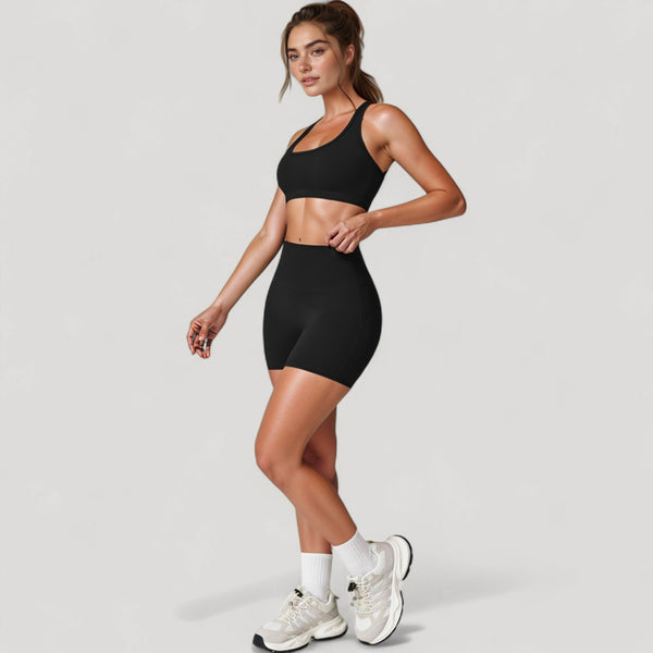 Anna Kaci Anna-Kaci Active Women's High Neck Sports Bra With Minimalist T-Back Strap Design And Smooth Stretch Compression Fit