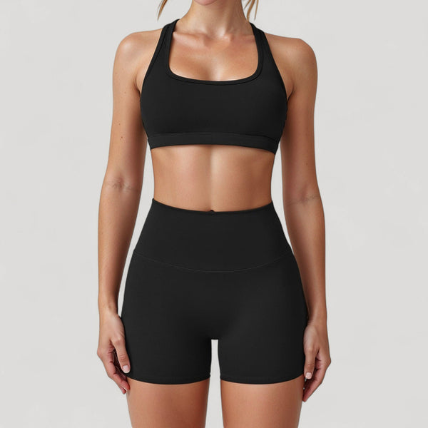 Anna Kaci Anna-Kaci Active Women's High Neck Sports Bra With Minimalist T-Back Strap Design And Smooth Stretch Compression Fit